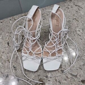 Schutz Heyde Leather Sandal - Women's White Size 9B